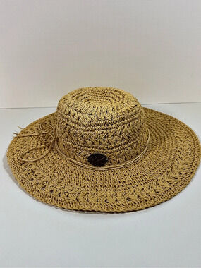 Panama Jack Women's Wide Brim Crochet Straw Sun Hat – Natural Tan – One Size